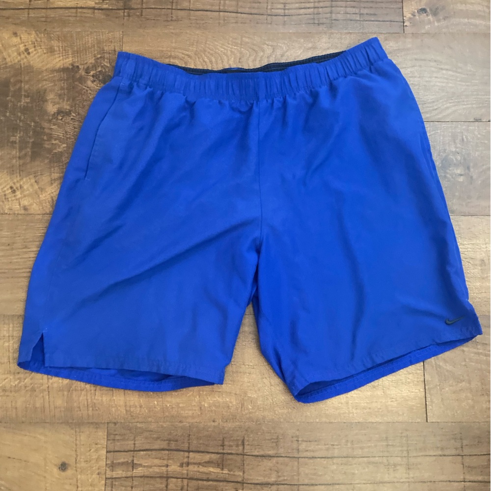 Nike Running Shorts Built In Liner Royal Blue Drawstring Waist Pockets Men’s XL